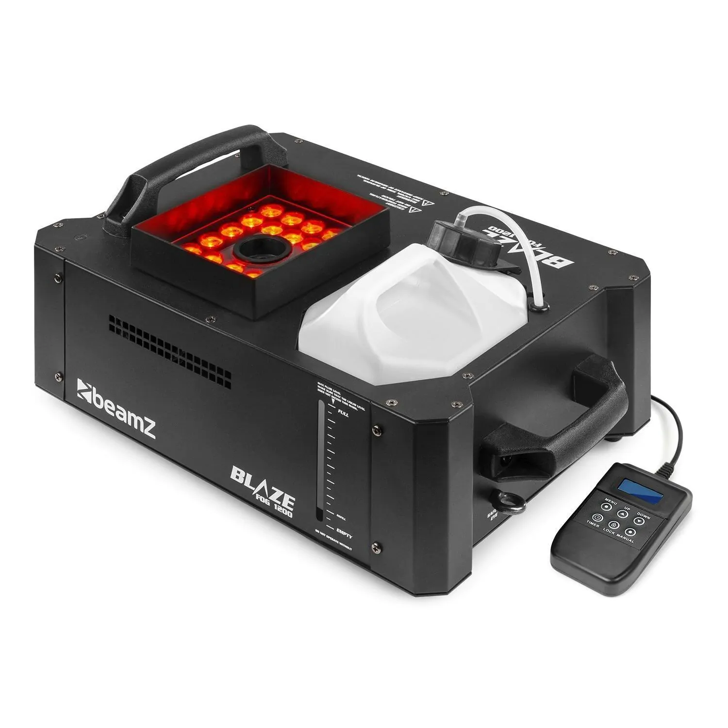 Beamz S1800 verticaal rookmachine (CO2 effect) SIDE